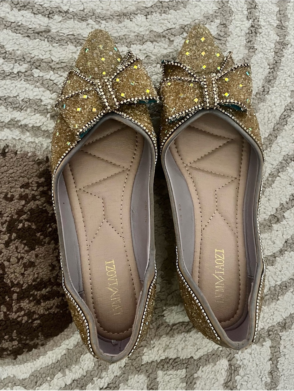 Embellished Bow Ballet Flats - Gold edition - Picture 5 of 7